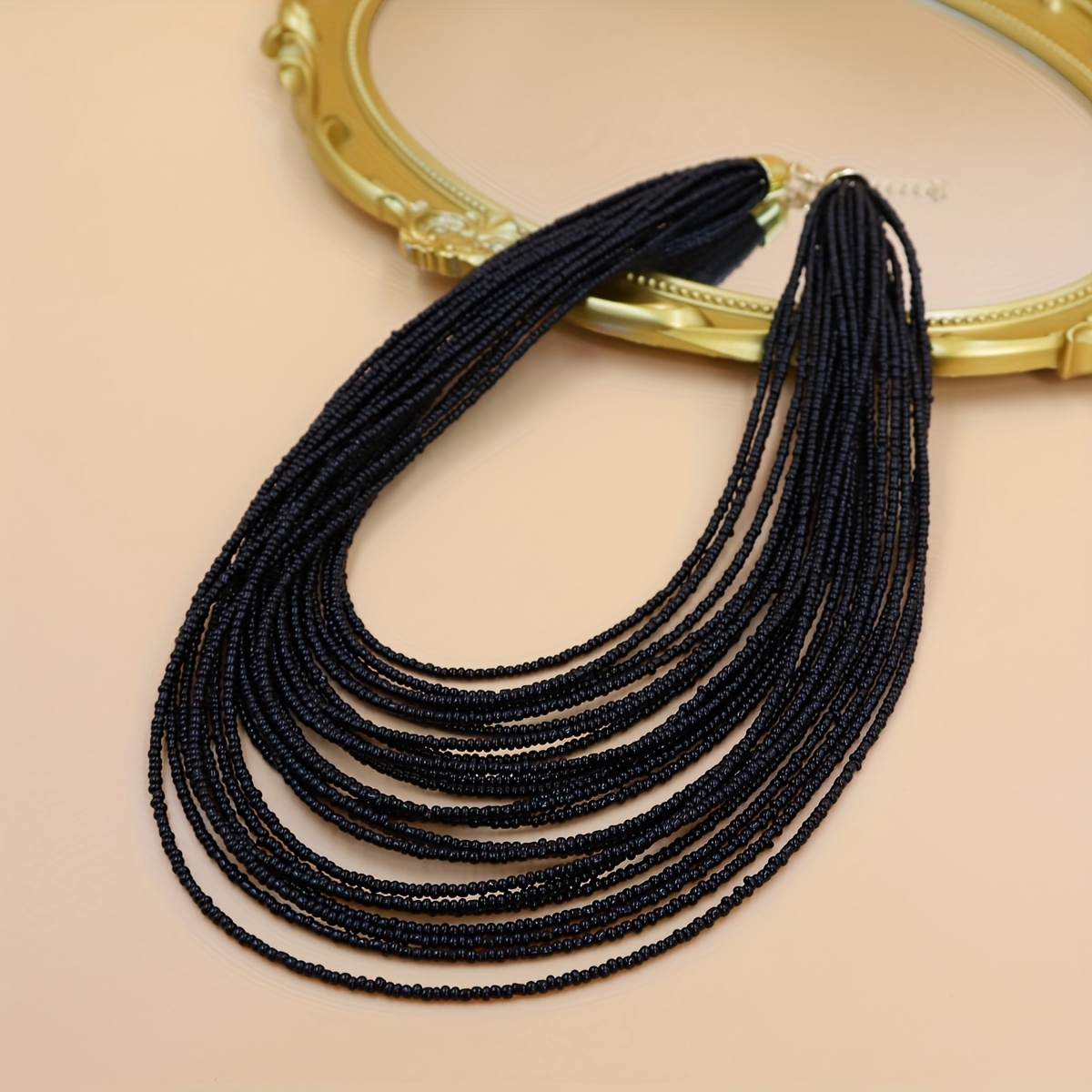 Boho Layer Beaded Necklace Vintage Style Seed Beads Vacation Wear Accessory